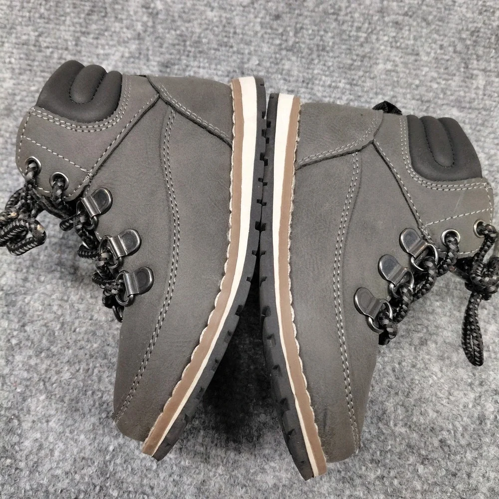 Children Place Gray Toddler Boys Size 7 Lace Up Side Zip Boots Non Marking Shoe
